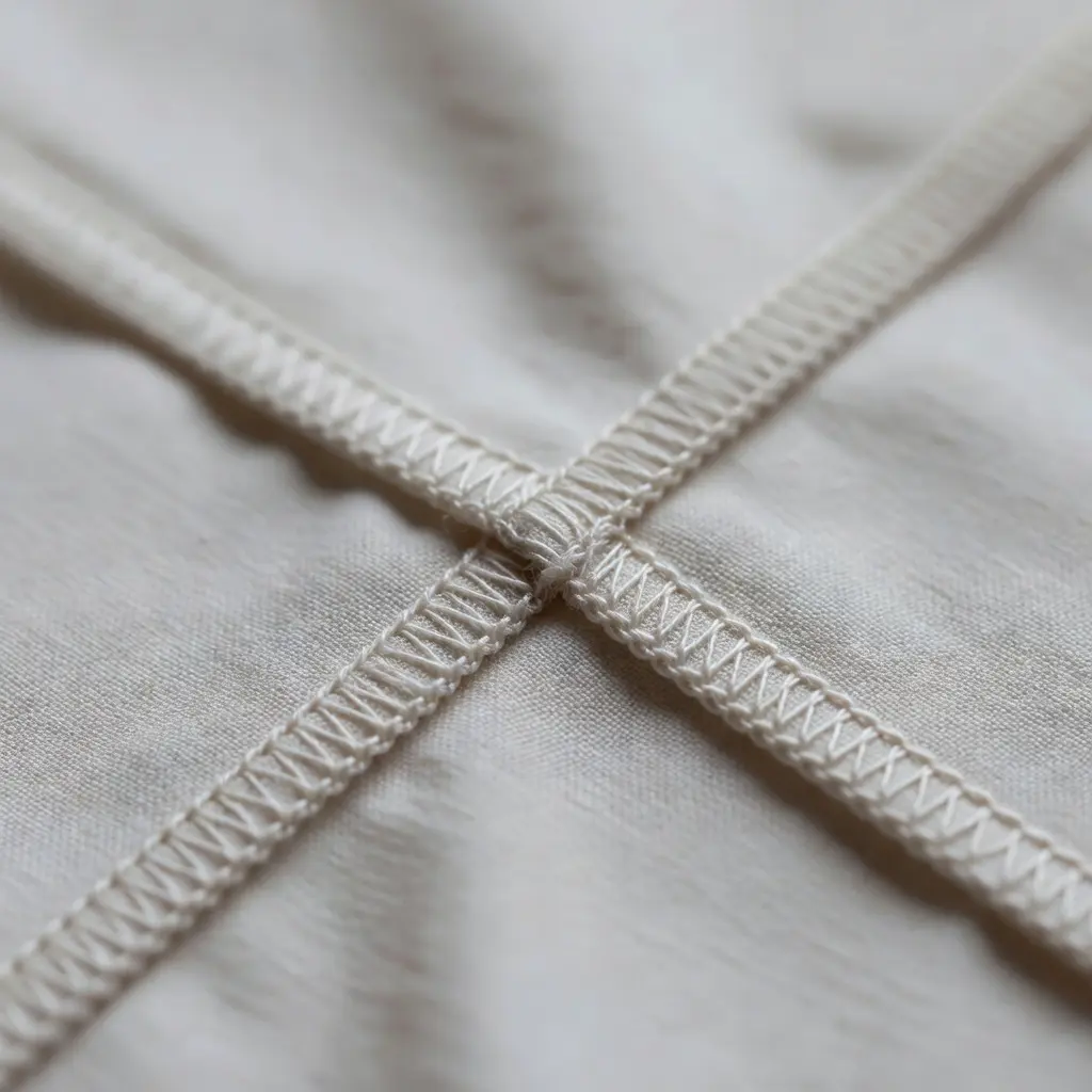Clothing seam quality inspection Close-up inspection of garment seam stitching quality showing construction detail and fabric integrity assessment techniques